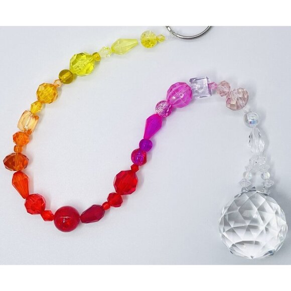 Beaded Suncatcher Warm Rainbow Crystal Prism Hanging Patio Decor Yard Art - Picture 8 of 10
